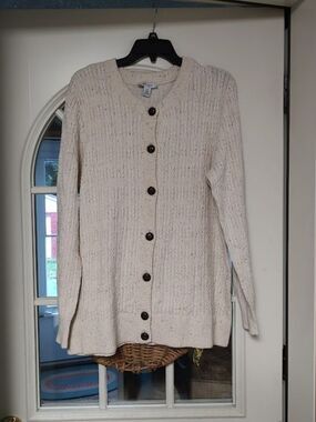 New The Tog Shop Light Beige Multi-Color Specks Button Down Cardigan Women's XL